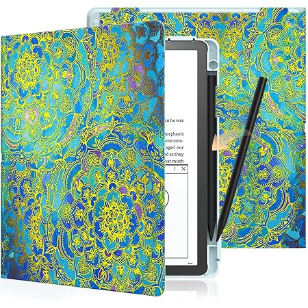 E NET-CASECase for Kindle Scribe - Lightweight and Hard Back Shell Protective Book Folio Cover with Auto Sleep Wake Feature for Kindle Scribe 10.2" 2022 Released with Pen Holder (Topaz Glass)