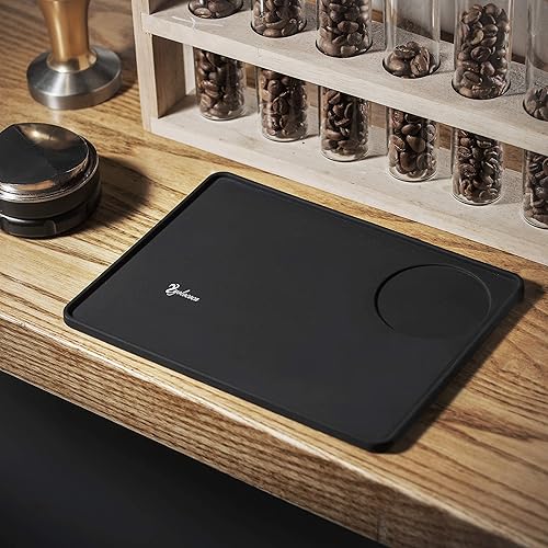 Miniatura 6 de Yolococa Estera de manipulación de café de grado alimenticio de goma de silicona Espresso Mat 8 pulgadas X 6 pulgadas negro