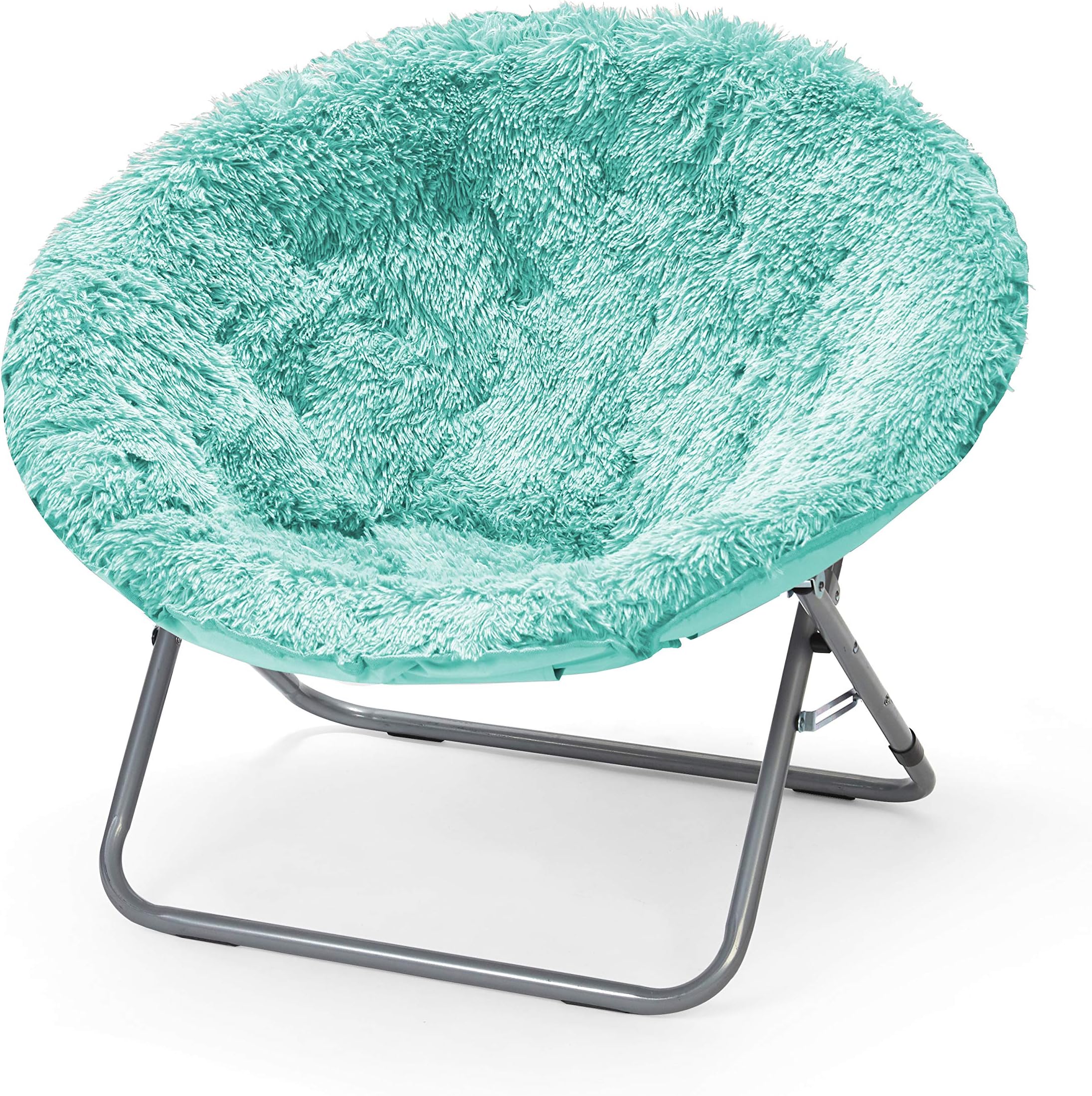 Urban Shop Mongolian Oversized Moon Chair in Aqua