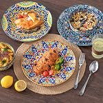 vancasso 12 Pieces Dinnerware Sets, Plates and Bowls Set, Porcelain Dishes Set for 4, Microwave and Dishwasher Safe, Scratch Resistant, Bohemian Style Dining Ware Service for 4, Series SIMI