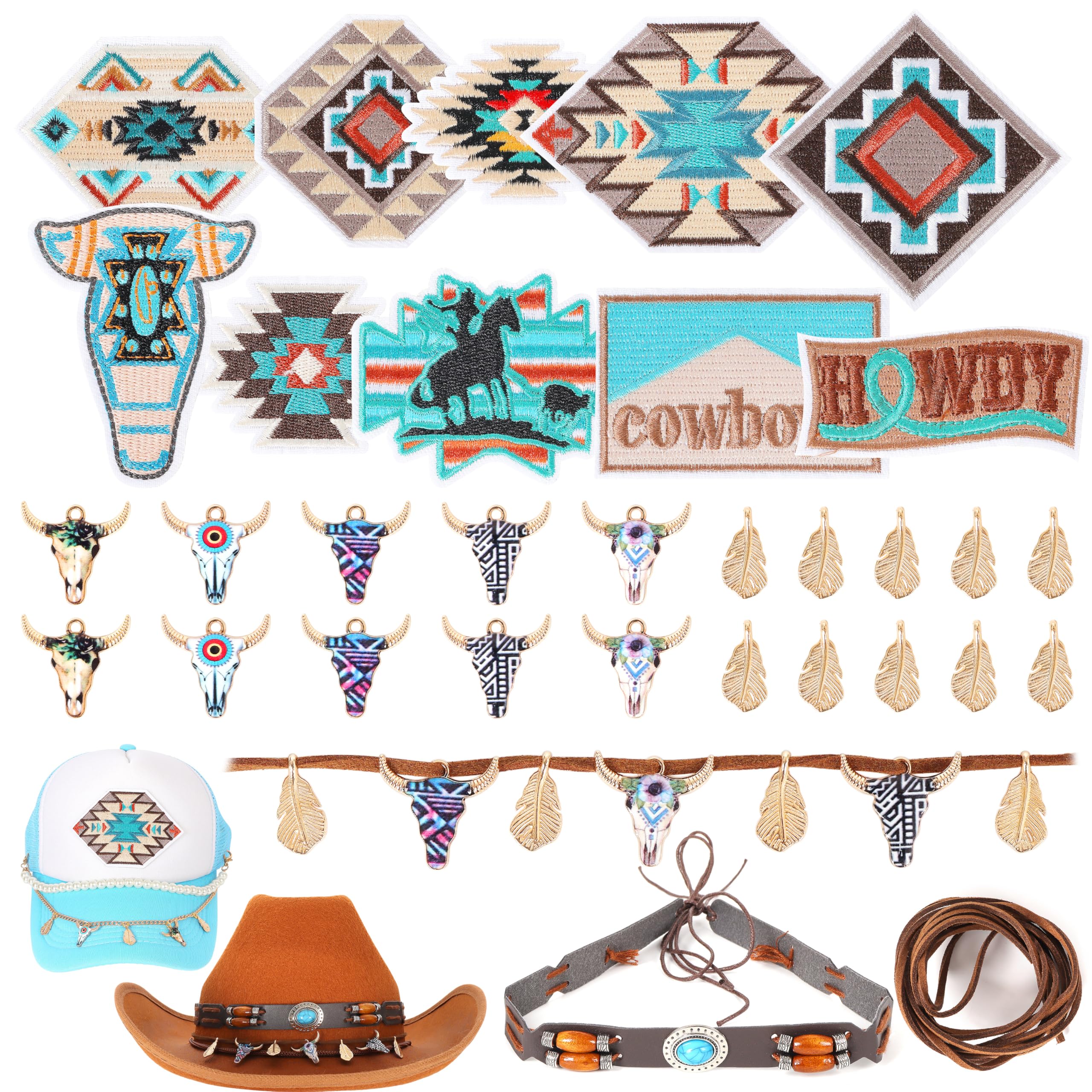Parches bordados para planchar del suroeste para ropa: Meneng Western, 32 parches para coser para manualidades, parches bordados vintage para vaqueros, vaqueras, sombreros, mochilas, chaquetas