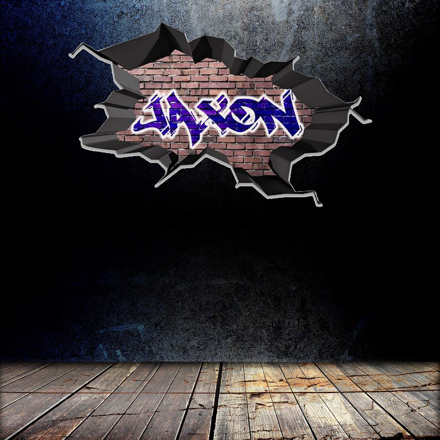 Custom Name Wall Decal 3D Graffiti | Personalized Art Vinyl Decor Sticker | Removable | Peel and Stick | Deep Black Border (MYS180-Small)