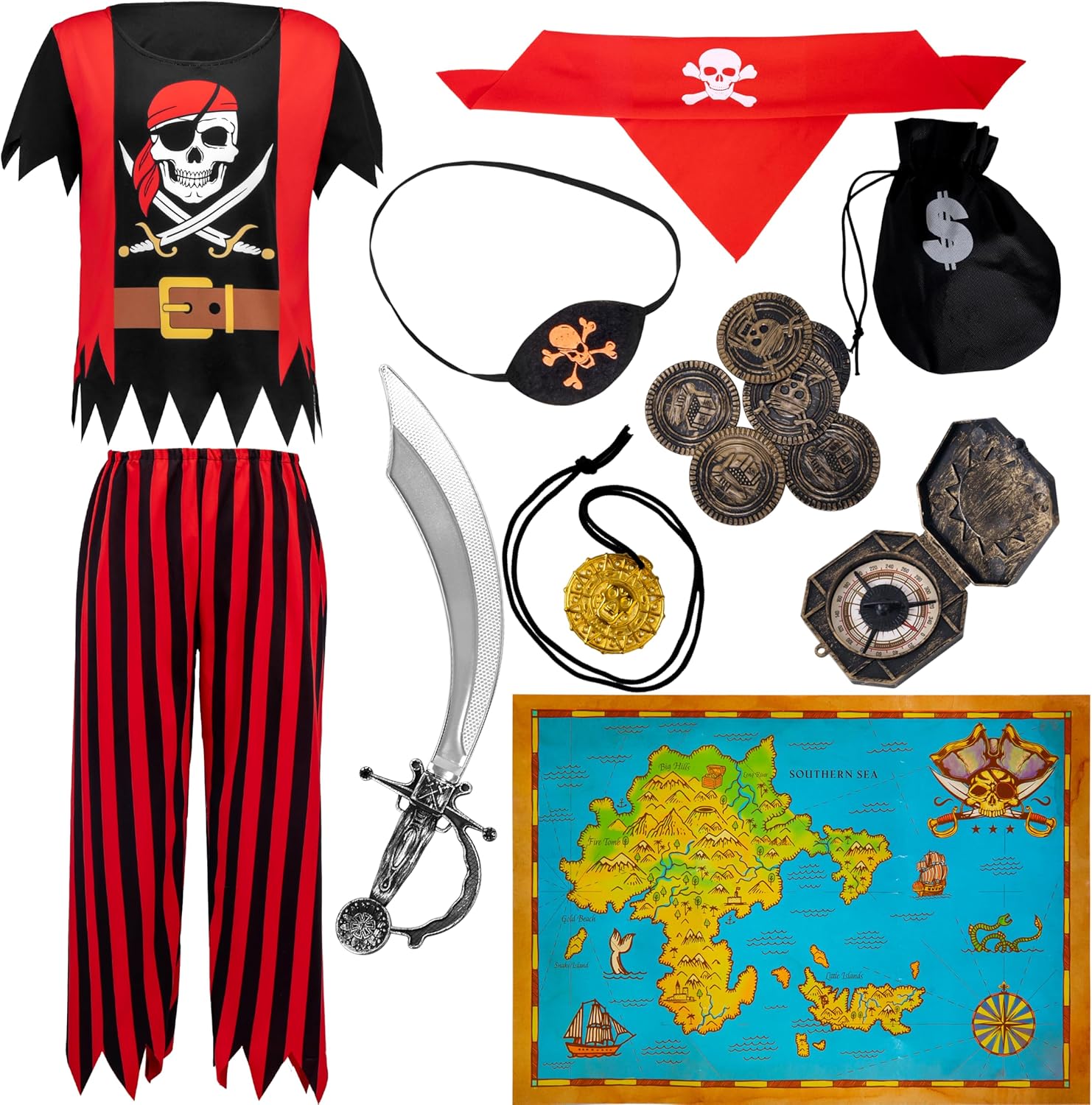 Spooktacular Creations Halloween Kids Pirate Costume Set, Toddler Pirate Outfit, Boys Renaissance Costume for Dress-Up Party