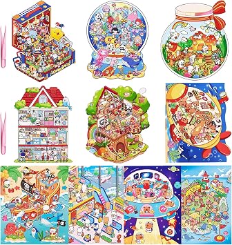 10 Sets DIY 3D Sticker Scene Sticker Therapy Cute Cartoon Stickers Scene Make Your Own Scenes Relief Stress House Stickers