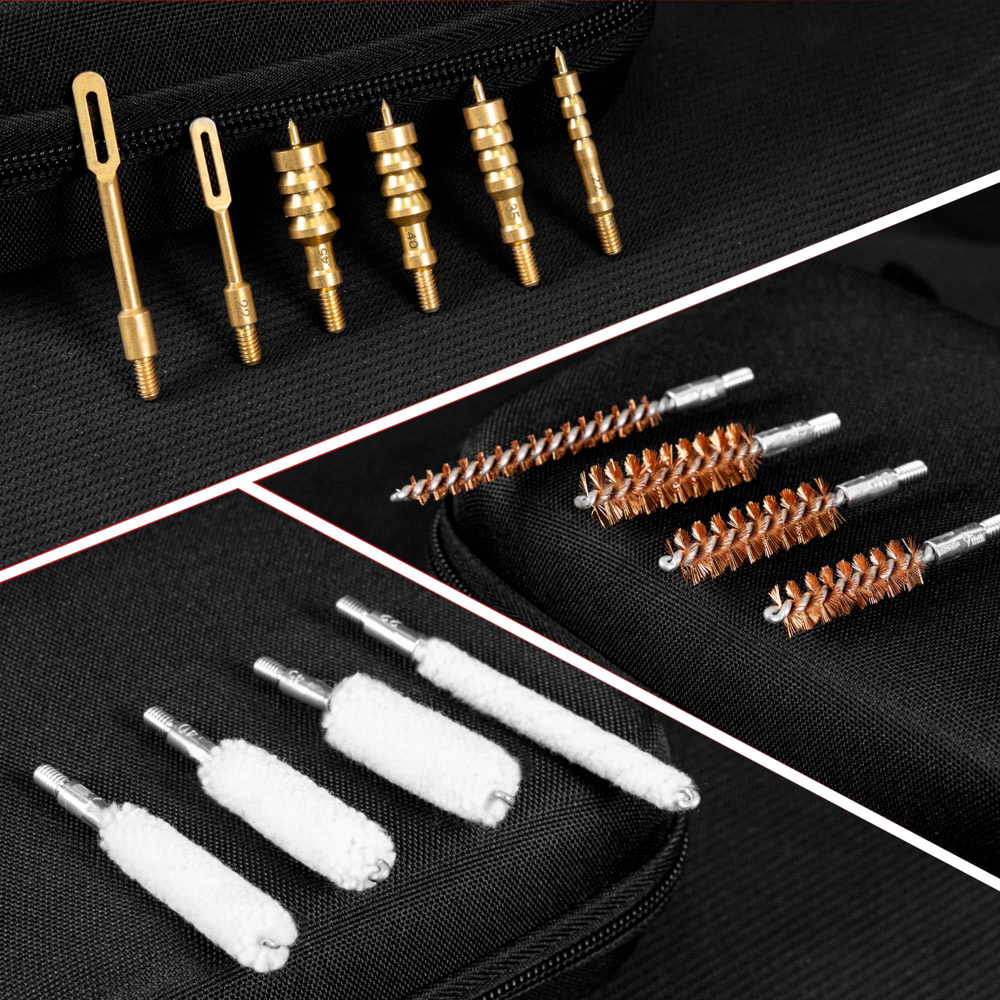 GLORYFIRE Gun Cleaning Kit Handgun Cleaning Kit Pistol Cleaning Kit .22.357/9mm.40.45 Caliber Brass Jags Tips for Hunting Shooting