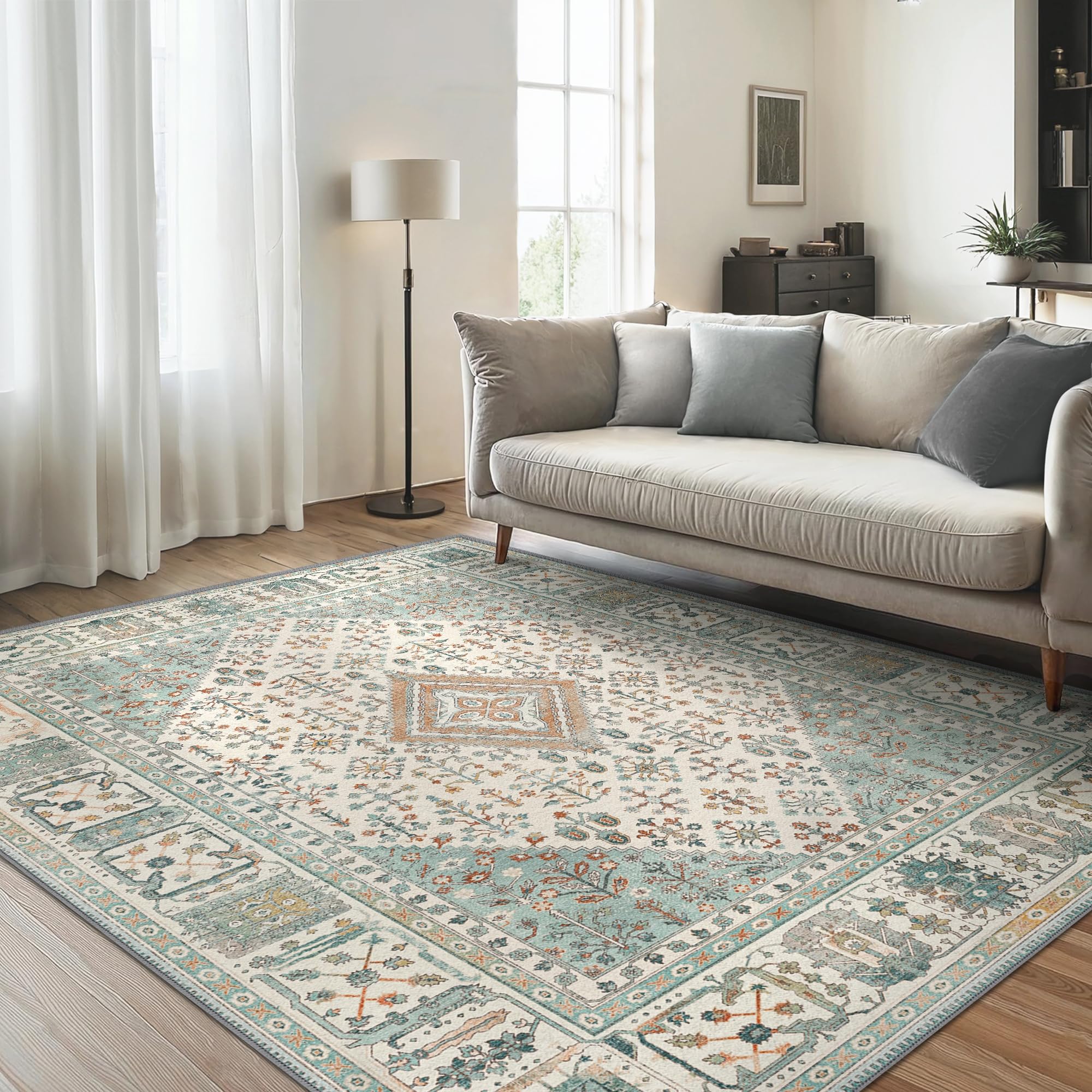 GENIMO Alfombra Salon Sin Peluche,Alfombra Cocina Lavable Antideslizante,Alfombra Pasillo de Dormitorio,Alfombra Silla Escritorio,Comedor,Vendimia,120x170 cm OEKO-TEX STANDARD 100