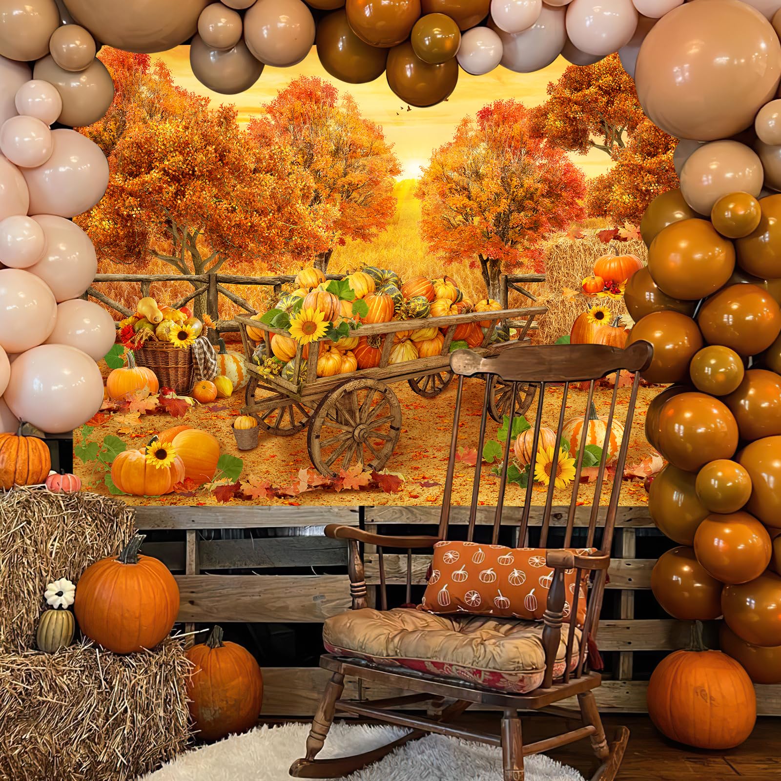 Avezano Fall Birthday Banner – 6x3.6ft Pumpkin & Maple Leaf Backdrop For Autumn Parties & Thanksgiving - View #4