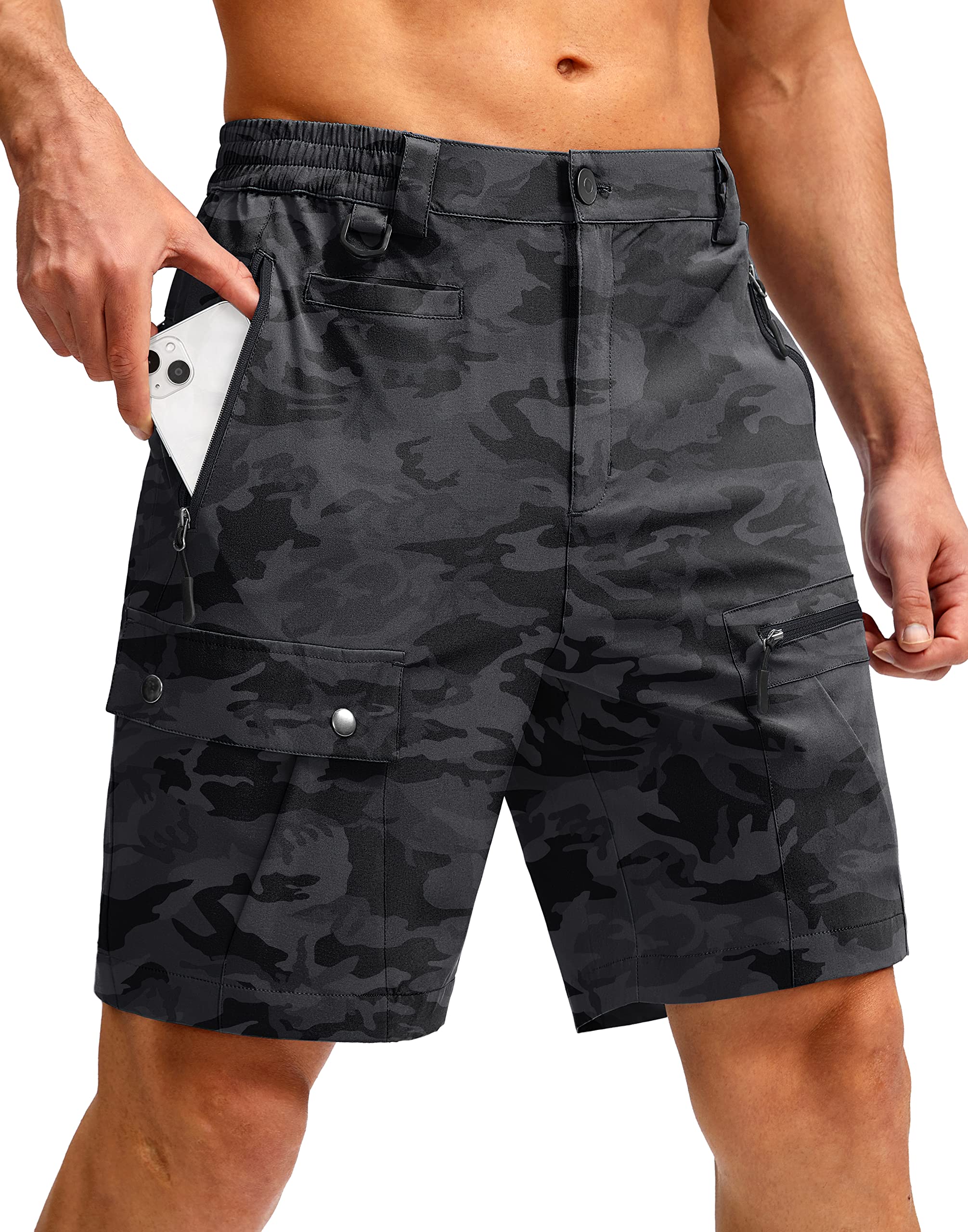 G GradualMen's Hiking Cargo Shorts with Zipper Pockets Lightweight Stretch Outdoor Tactical Shorts for Men Golf Fishing