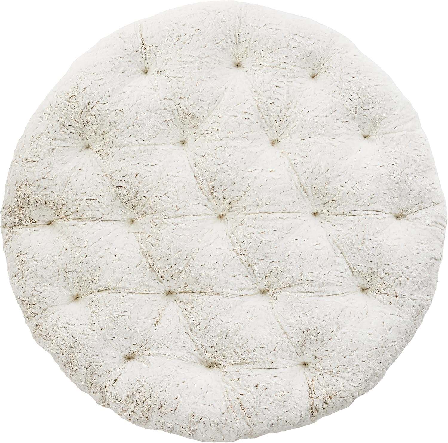 Sorra Home Tufted Papasan Cushion - Soft Bucket & Moon Chair Comfy Round Cushion - Floor Pillow with Plush Foam for Indoor Furniture (Frame Not Included) - Fauxchilla Fawn (48" x 48" x 4")