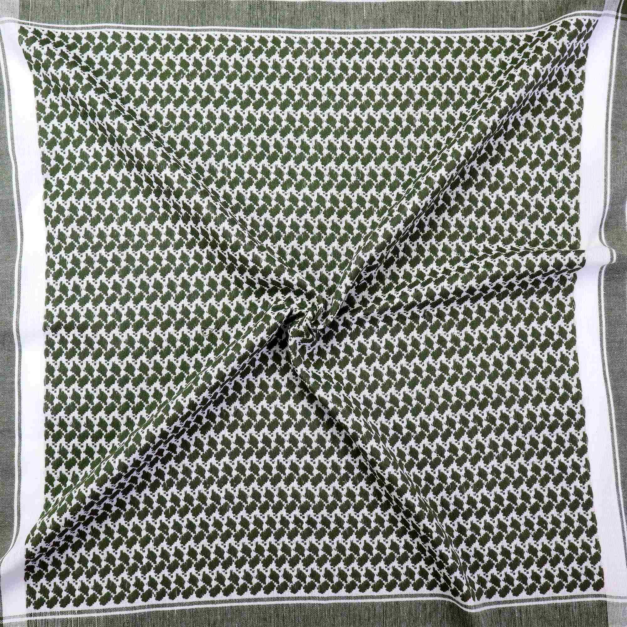 Freak Scene Kefiah Sciarpa 100x100 Cm – Shemagh A Scacchi Nero E Verde Oliva, 100% Cotone, Foulard Palestinese, Unisex, Versatile
