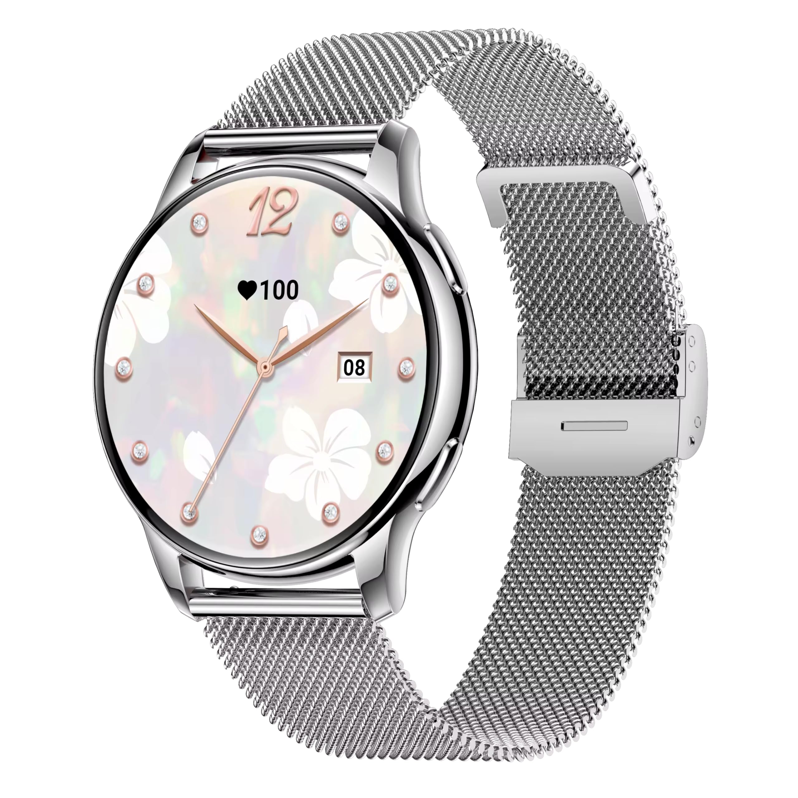 shyenah innovations Shyenah Yuvika(Y11) A Classic Ladies Smartwatch-1.32" HD AMOLED, 10mm Ultra Slim Metal Body, Voice Assistant, Heartrate, BP & Blood Oxygen, IP68, Female Cycle Tracker, HD Calling, 300mAh(Silver SS)-picture-14