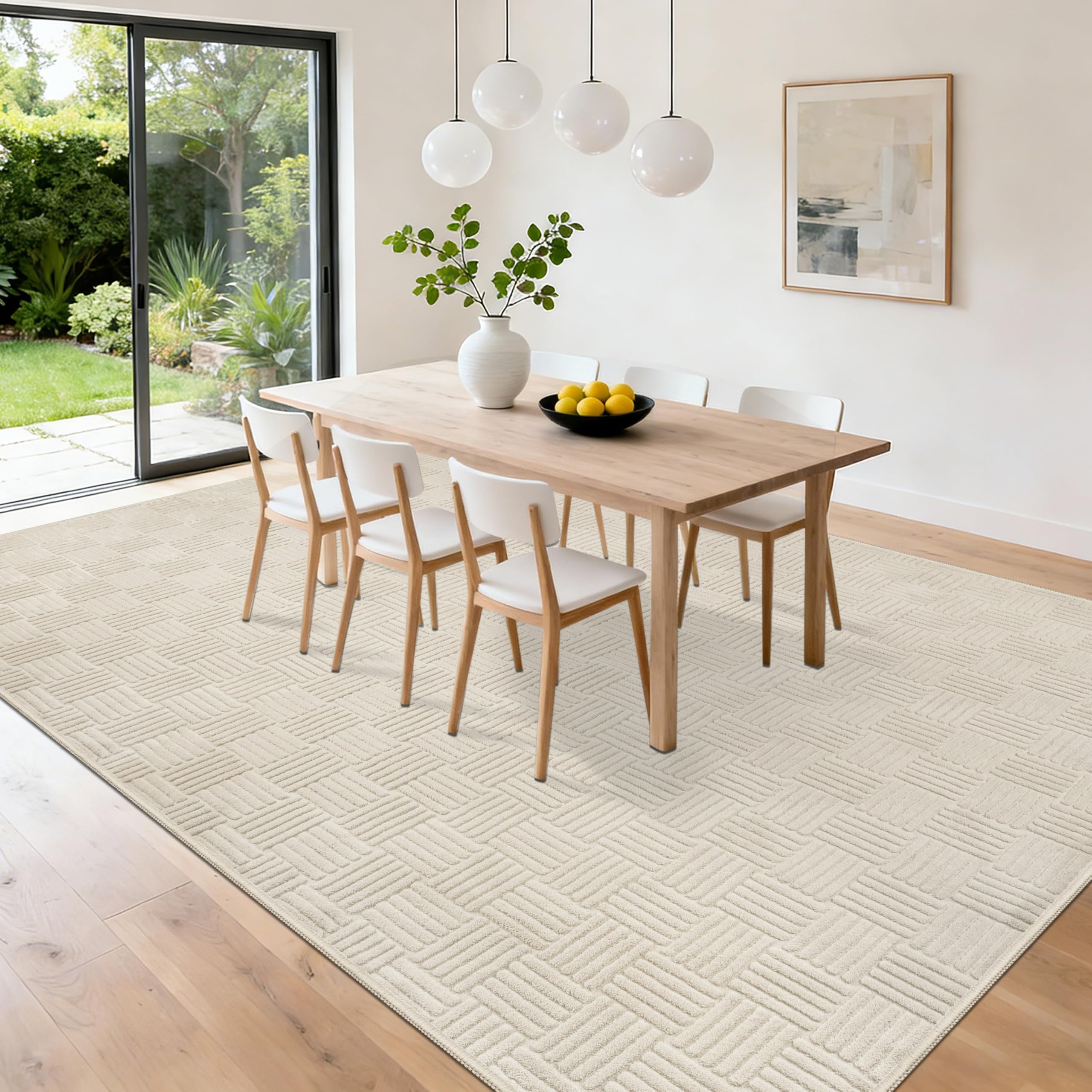 Alfombra Salón, Alfombra Suave, Fácil de Cuidar y Lavable a Máquina para Dormitorio, Alfombra Antideslizante de Pelo Corto, Alfombra Beige para Salón (Beige, 200 x 300 cm)