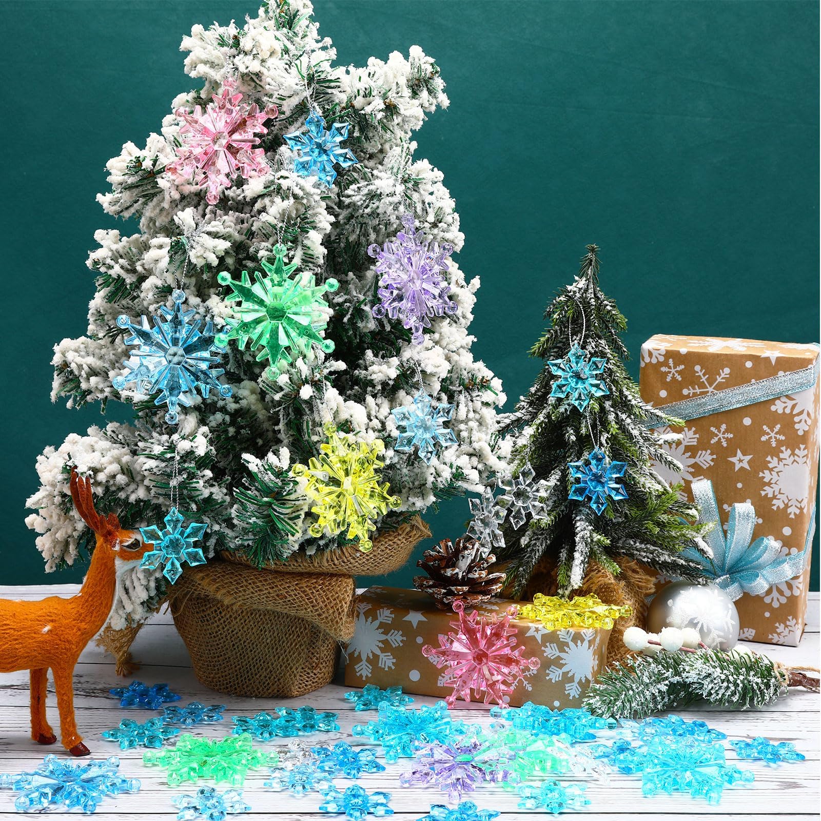 60 Stück Weihnachts-Schneeflocken-Ornamente, Winter-Schneeflocke