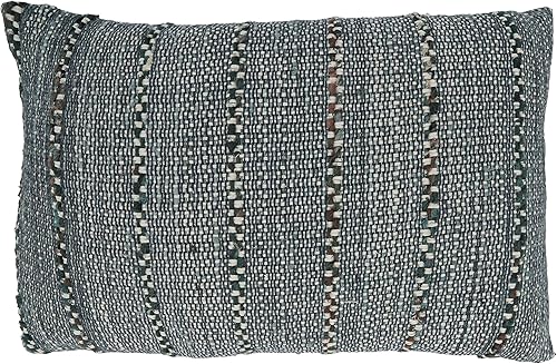 SARO LIFESTYLE Octavia Collection - Funda de almohada de algodón a rayas, 16 x 24 pulgadas, color azul