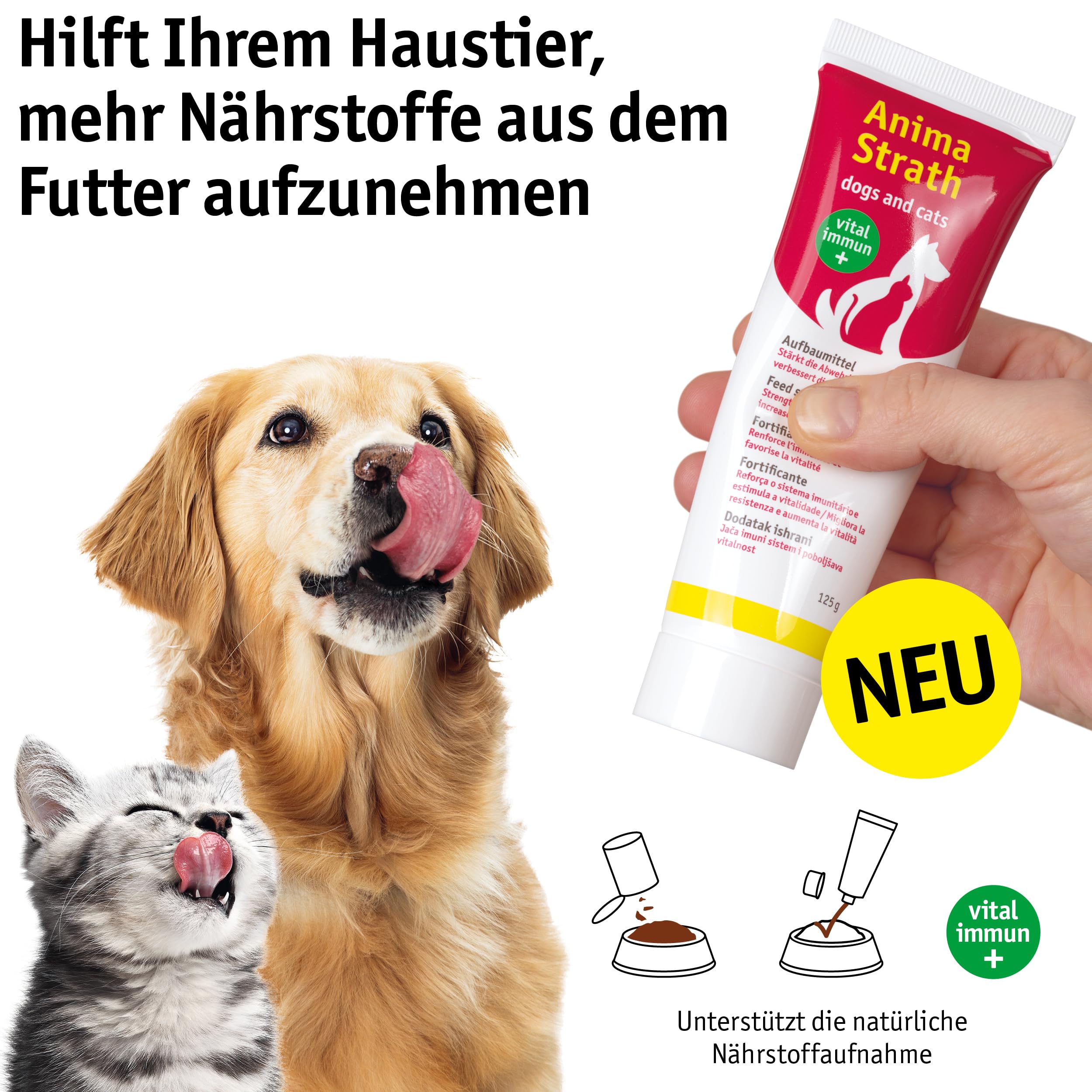 Anima Strath Paste für Katzen und Hunde - (125g) Ergänzungsfutter mit Kräuterhefe, 61 Mikronährstoffen Vitaminen & Mineralstoffen, tägliche Fütterung & Fellpflege