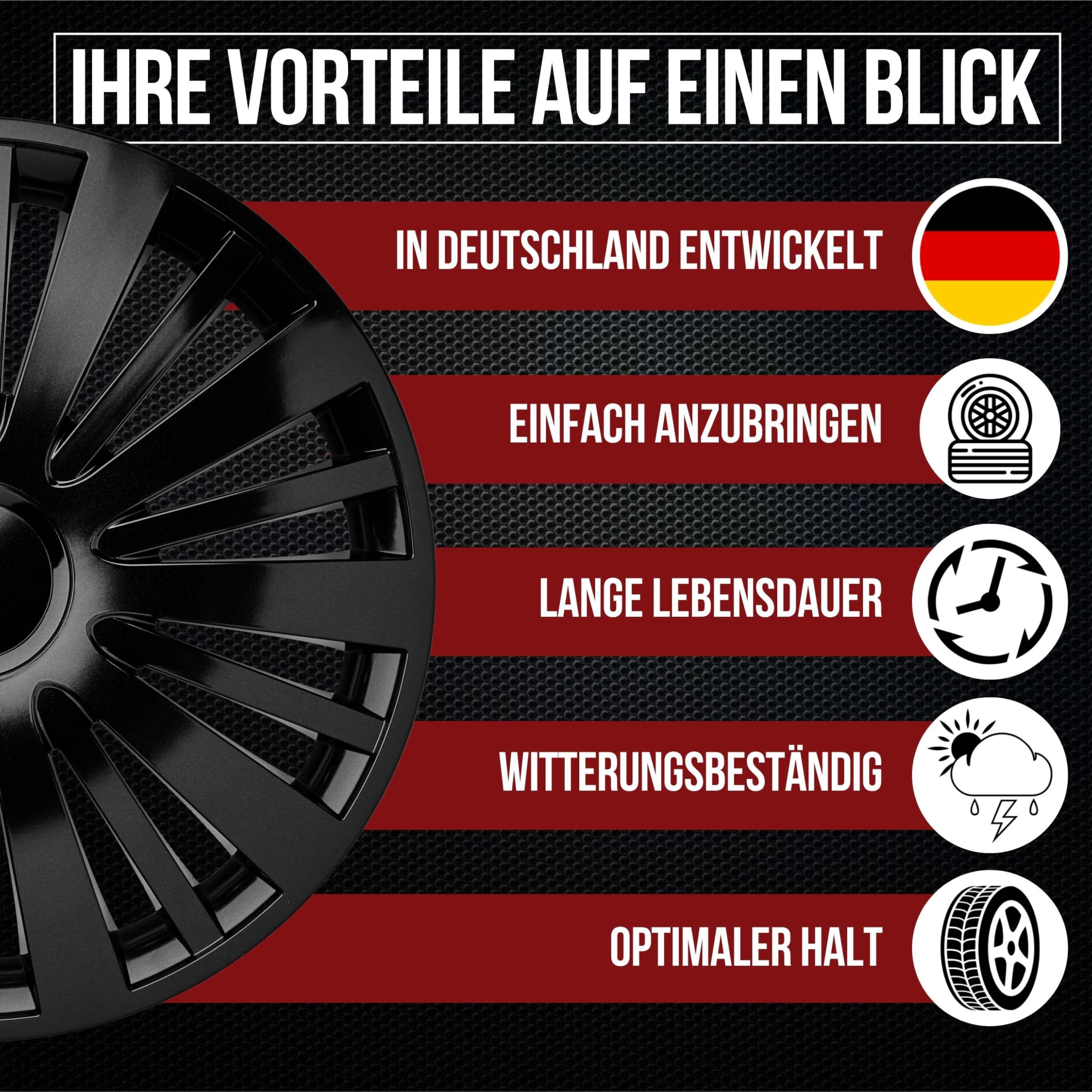 Albrecht Radkappen 15 Zoll schwarz Funk Radzierblenden 4er-Set | Radkappen & Radzierblenden aus robustem Kunststoff, rostfrei & wetterfest, einfache Clip-Montage, für die meisten Stahlfelgen