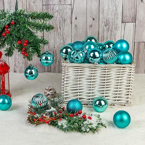Miniatura 97 de AMS 2.36''/60mm 34ct Christmas Ball Large Ornaments Party Decorations Shatterproof Festival Pendant Hangings for Xmas Tree Decor (60mm, Purple)