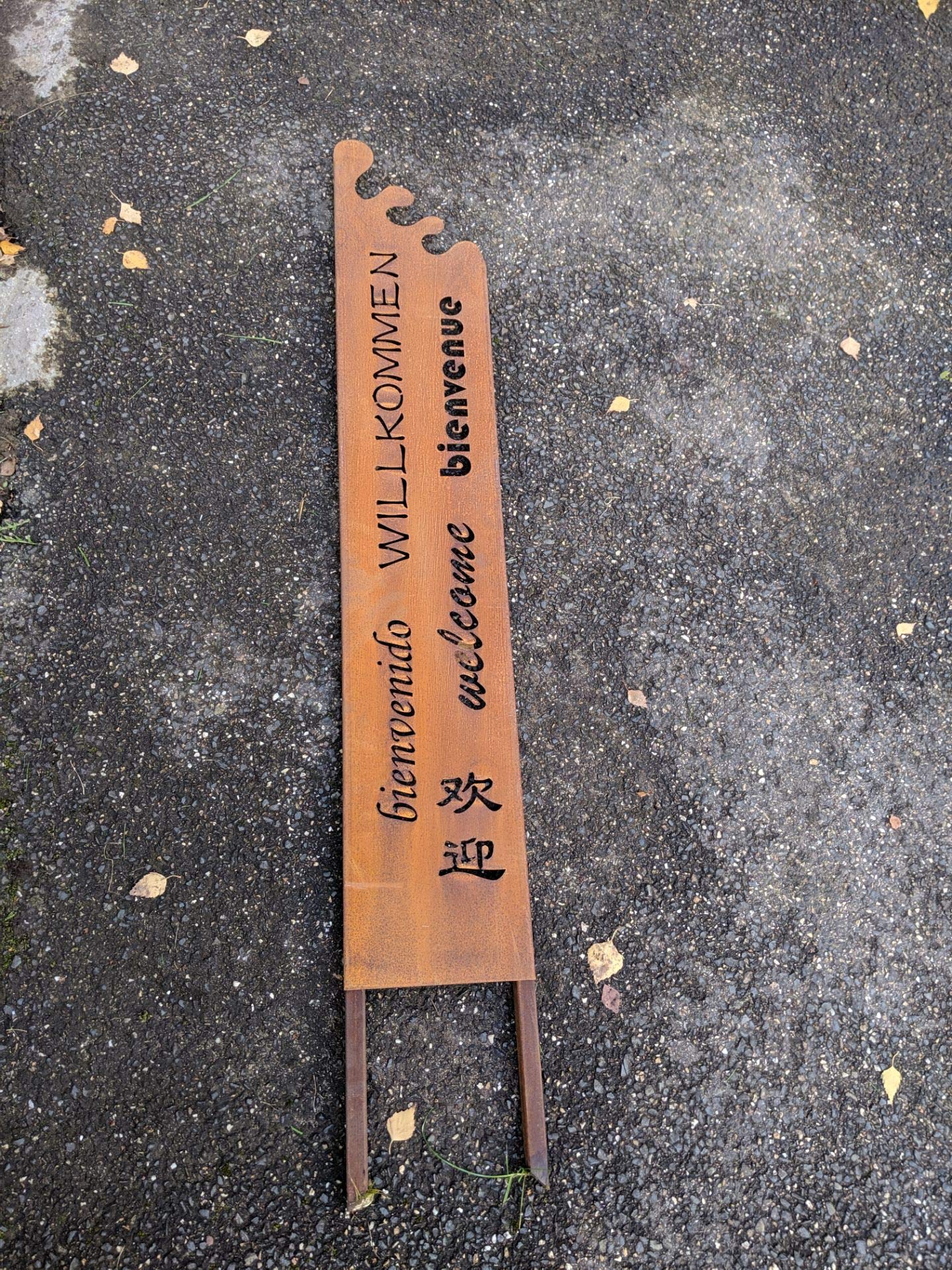 Zen Man Edelrost GartenTafel Willkommen Garten Metall Tafel Rost Schild Text GartenDeko Figure Rost Willkommen Gartenstecker Handarbeit 20 * 2.1 * 130cm 032010