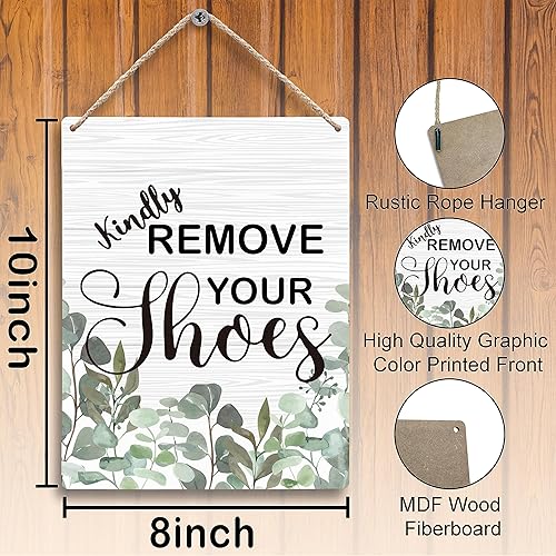 Miniatura 6 de FUGWN Letrero de madera con texto en inglés Kindly Remove Your Shoes Off, de 8 x 10 pulgadas, sin zapatos, letrero de quitar zapatos, letrero de