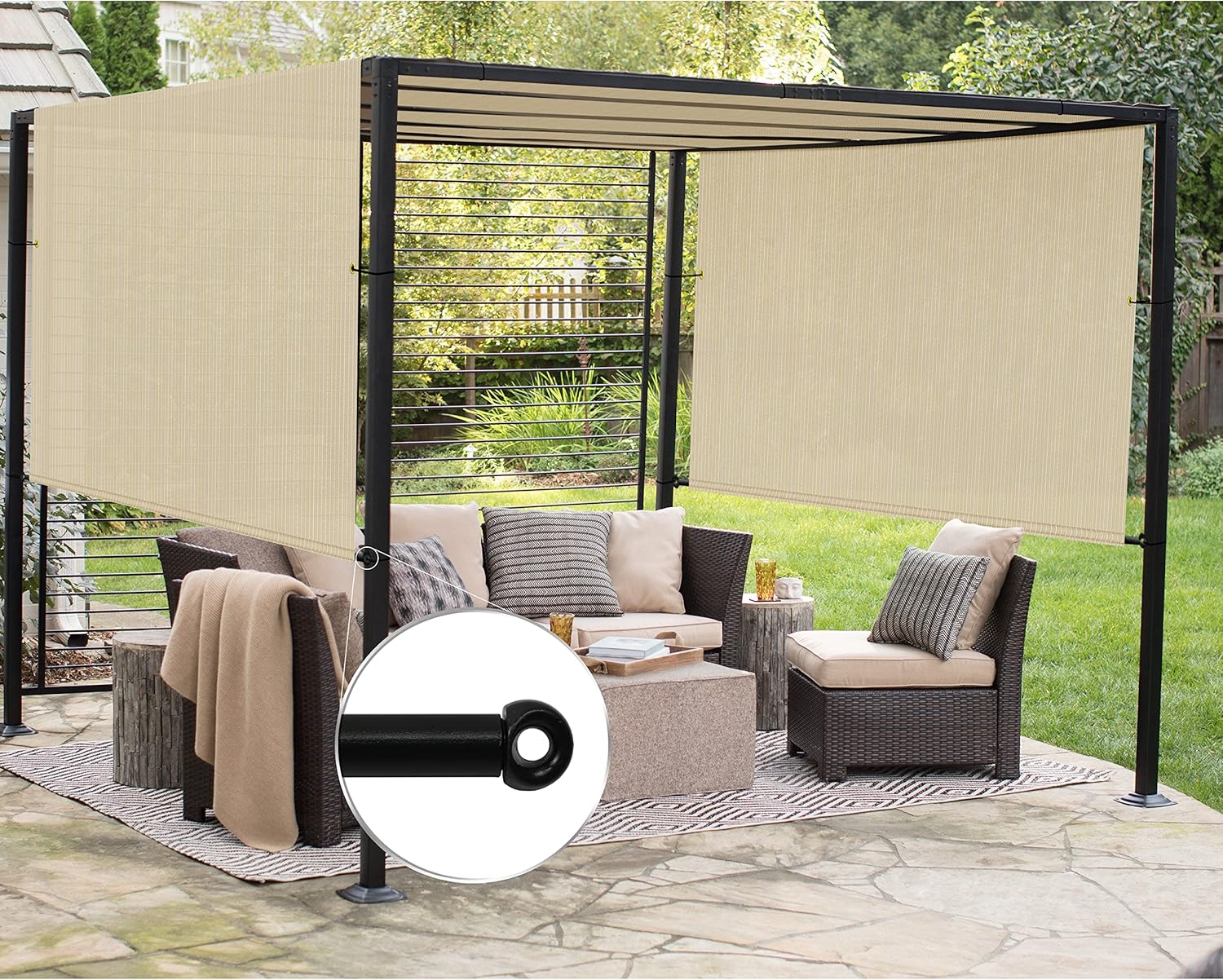 Patio Paradise 10' x 12' Pergola Canopy Replacement Cover Shade Cloth with Grommets Weighted Rods Outdoor Sun Shade Screen UV Block for Gazebo Backyard Deck Porch Balcony, Beige 10' x 12' Beige