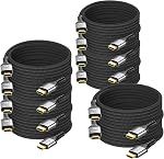8K HDMI câble 10 FT 4-Pack, HDMI 2.1 Cord de jeu, support 8K@60Hz, 4K@120Hz HDR10+, SBTM, VRR, QFT, ALLM, 3D, HDCP 2.3 pour PS5, Xbox, TV, PC, Moniteur, Carte graphique