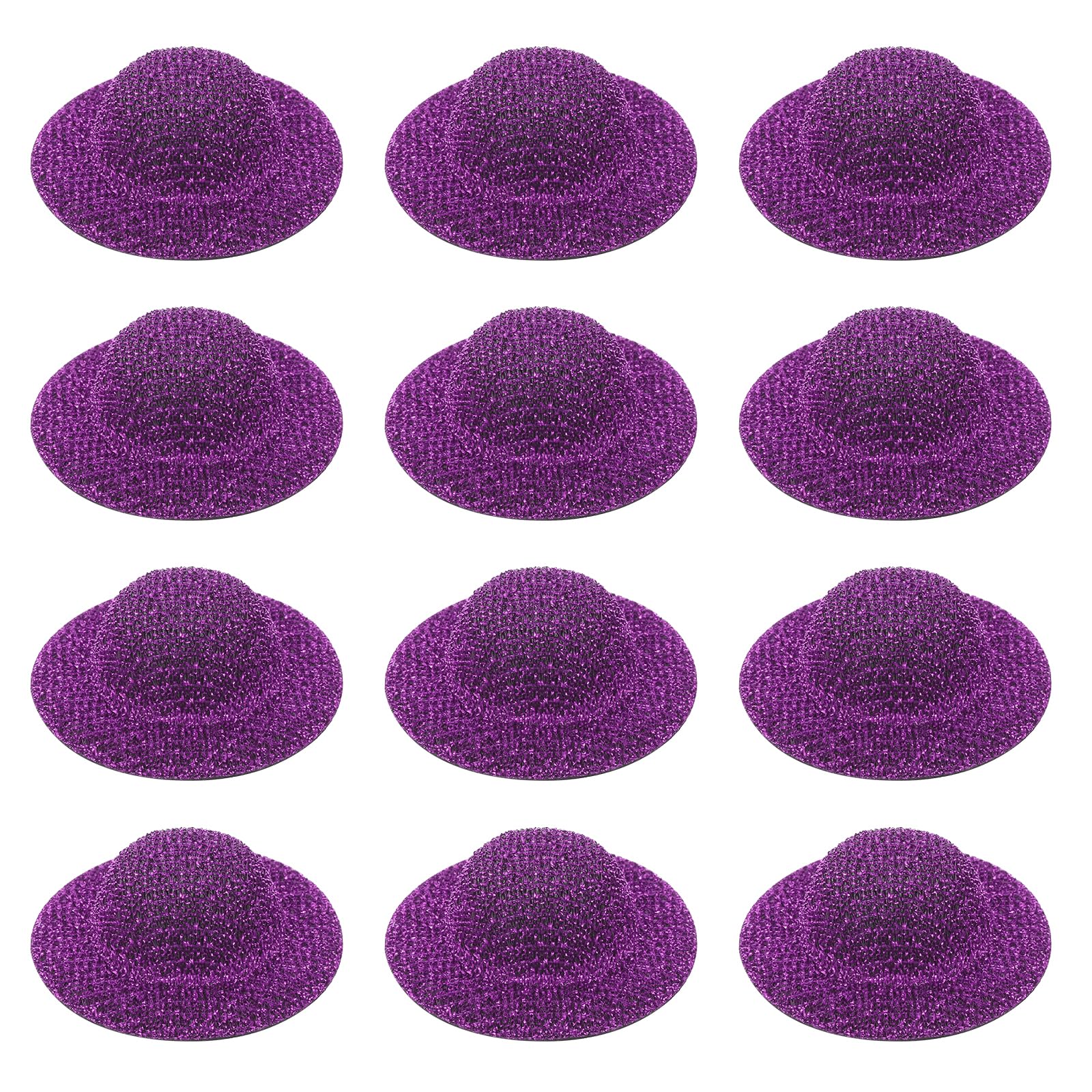 PATIKIL Mini Hats for Crafts, 12 Pcs 14mm ID Sparkling Mini Cowboy Hats Miniature Formal Top Caps for DIY Dollhouse Decoration Hair Accessories Snowman Weddings Party, Dark Purple