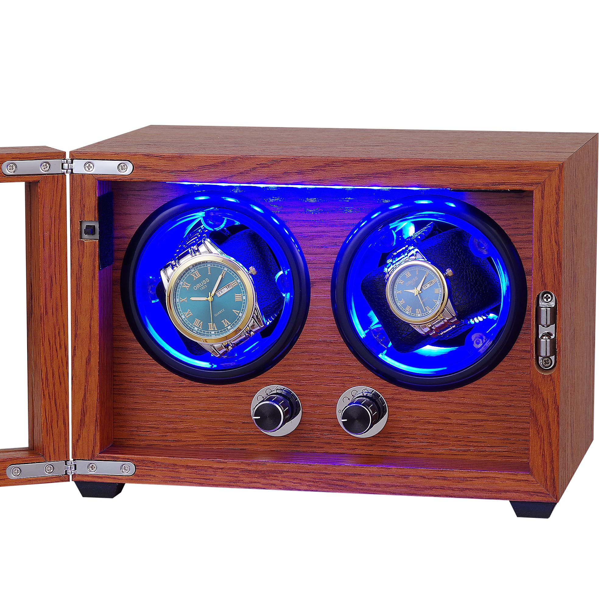 Lenway Double Watch Winder with Quiet Motor?Watch Rotator,Automatic Watch Winder Four Rotation Modes,Watch Winder with Led Light(New Upgrade)