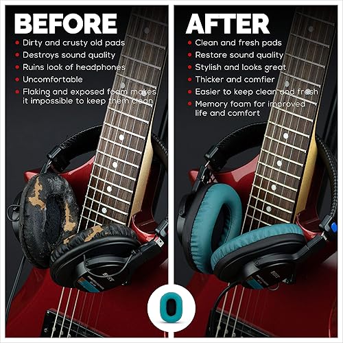 Miniatura 2 de BRAINWAVZ Almohadillas de repuesto para Sony MDR 7506, V6, CD900ST, almohadillas de espuma viscoelástica y adecuadas para otros auriculares en la