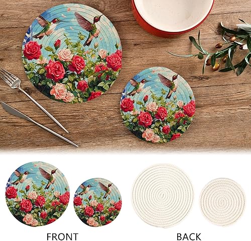 Miniatura 93 de Trivets for Hot Dishes Pots and Pans 2 PC Pot Holders Heat Resistant Cotton Round Potholders for Kitchen Countertop Decorative Autumn Maple Leaves