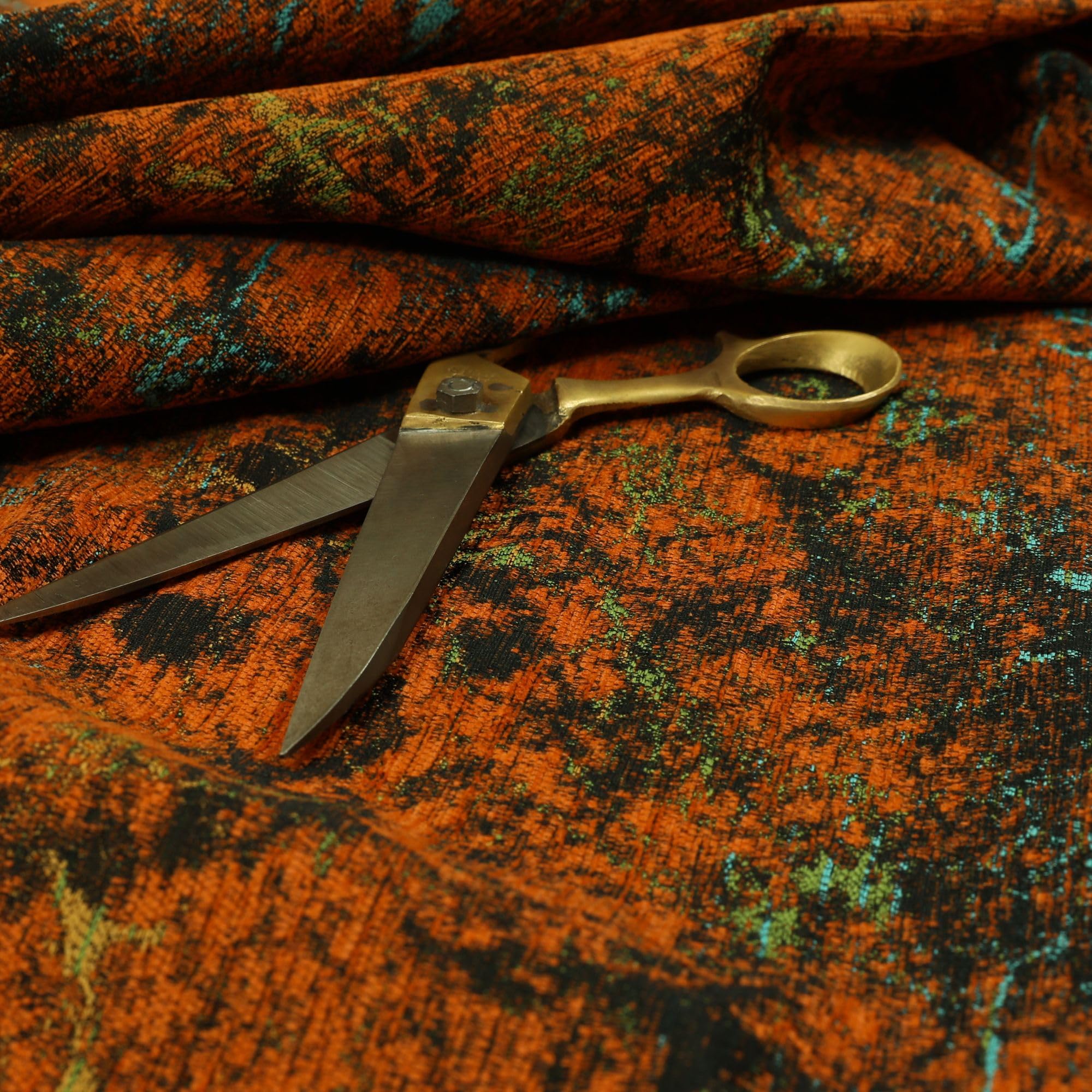 Redbrick Mill Fabrics Heavyweight Semi Plain Abstract Orange Chenille Furnishing Upholstery Fabric (10cm x 8cm Sample)