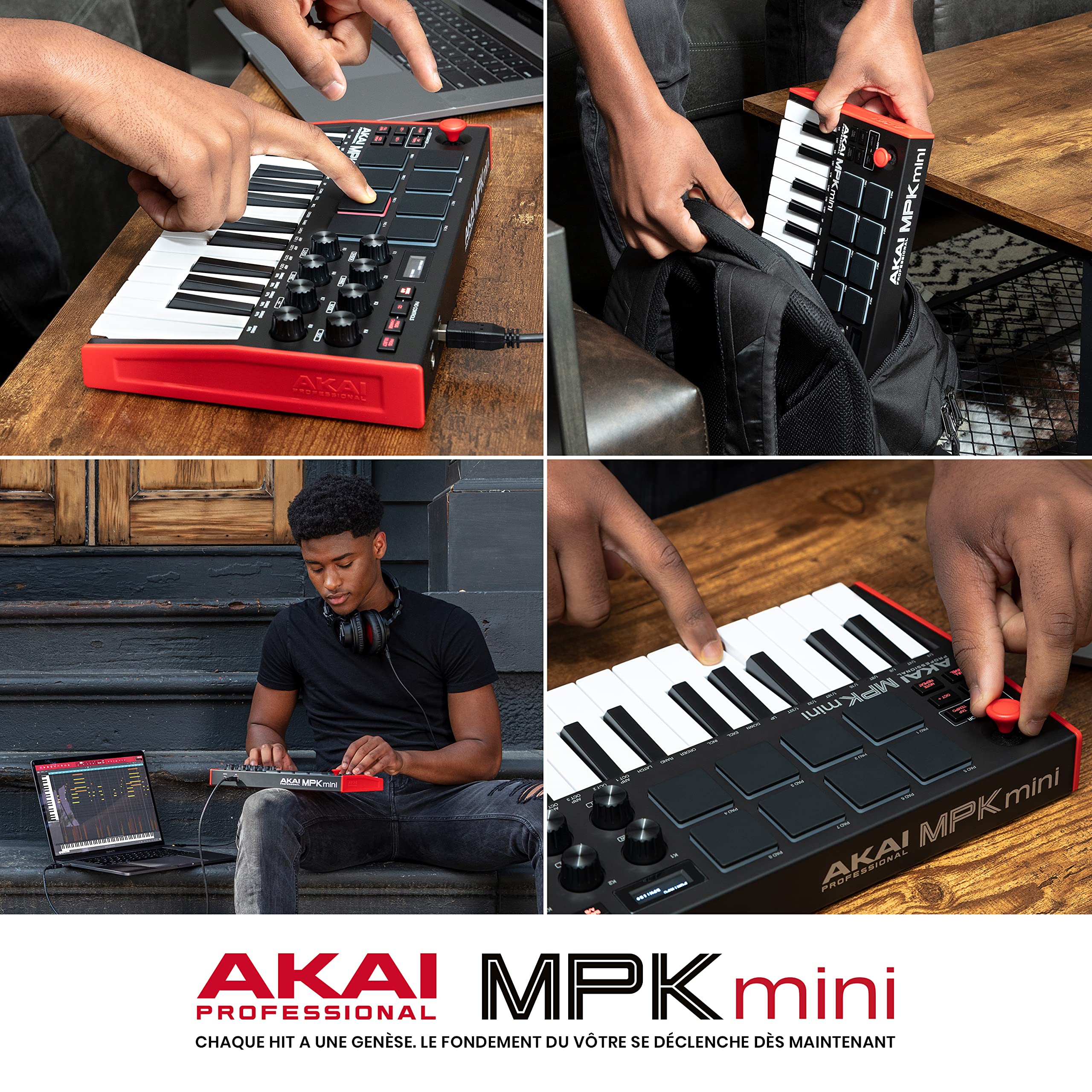 Akai Professional MPK Mini MK3 - Clavier MIDI USB Portable avec 25 Touches, 8 Pads de Batterie, Logiciels et Native Instruments Sound Package (NKS Integration)