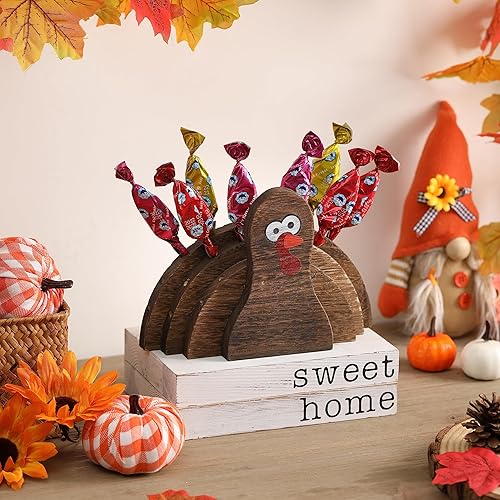 Miniatura 4 de Decoración de Acción de Gracias, soporte de madera para paletas de pavo y soporte para pastel para el hogar, exhibición de mesa de otoño