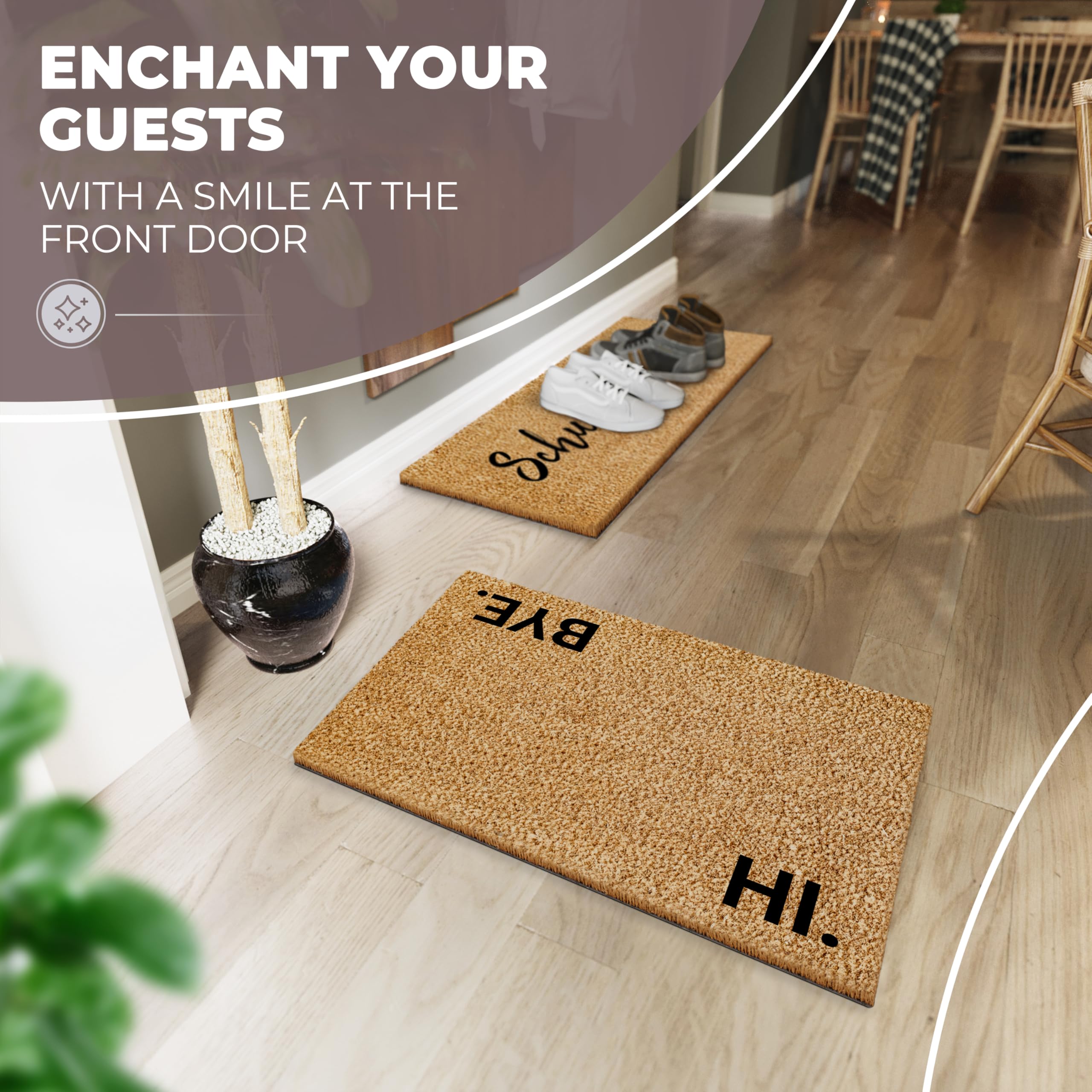 ElbFuchs® Coconut Doormat 60 x 40 cm, Hi & Bye, 25 x 75 cm (Rectangular) - Image 2