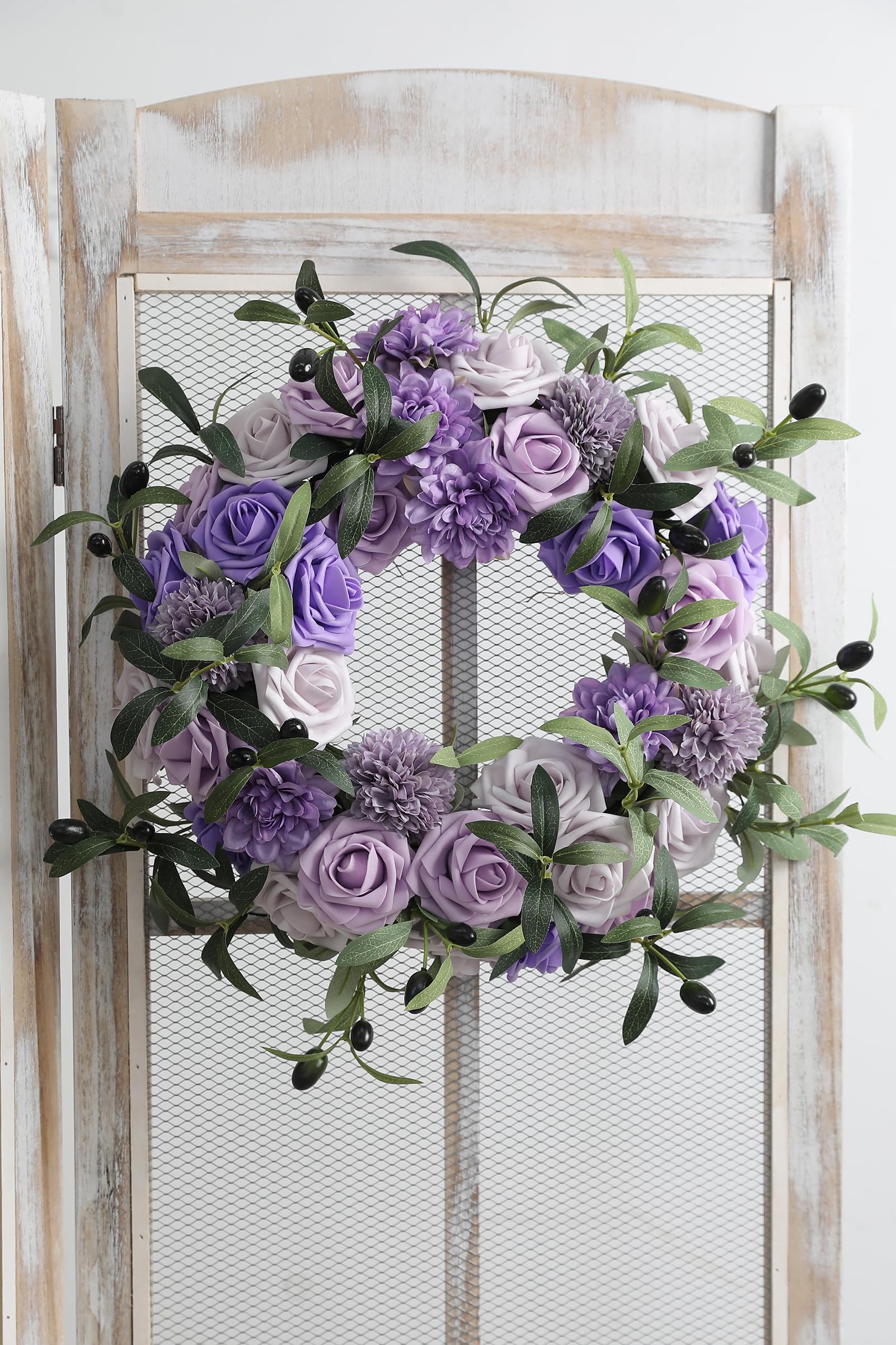 rongflower Set di fiori artificiali con foglie di fiori e foglie con steli, per bouquet da sposa fai da te, centrotavola, baby shower, feste, decorazioni per la casa (viola lavanda)
