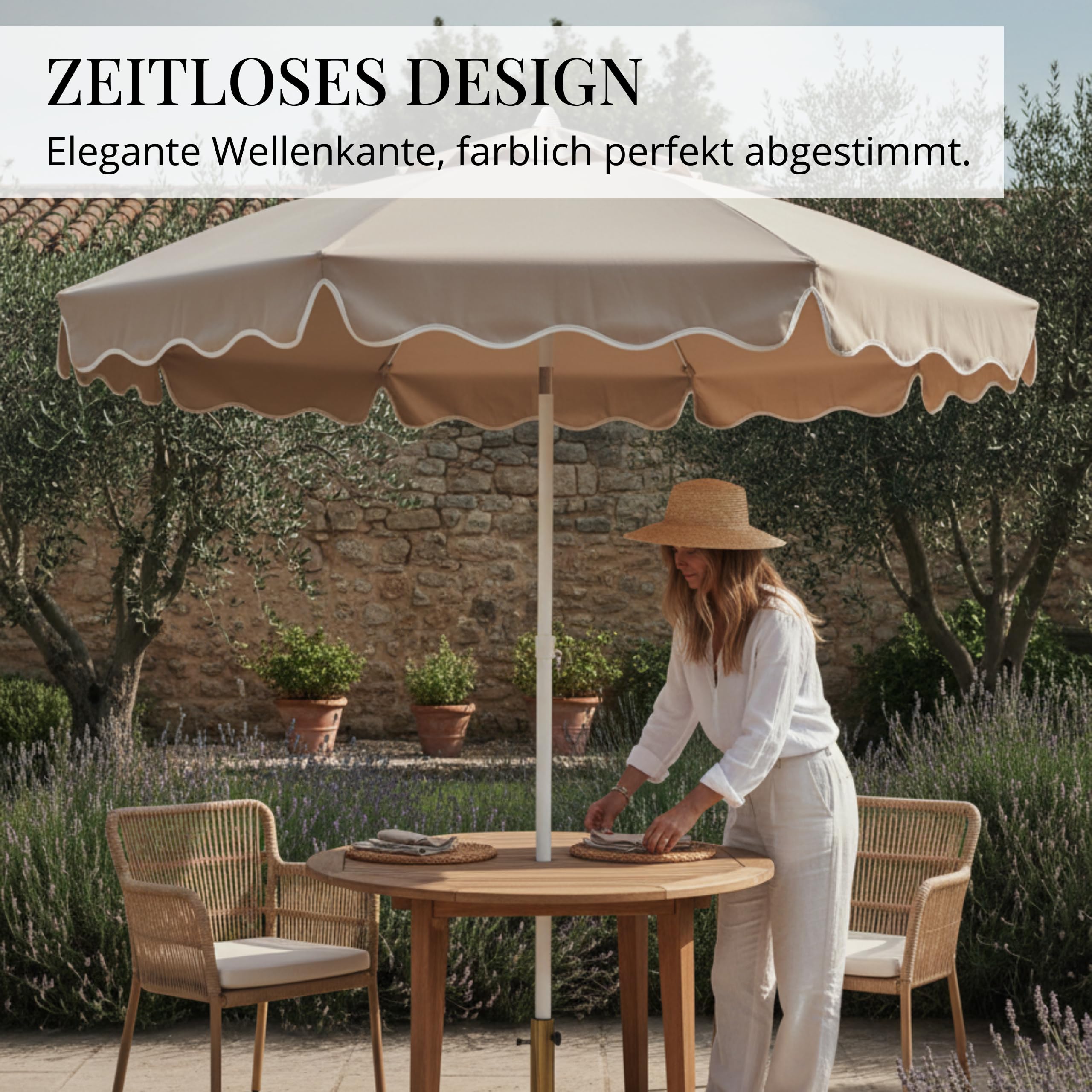 Livlig53 LIVLIG Sonnenschirm 200 cm, Sonnenschirm Balkon und Garten - knickbar mit Schutzhülle, Balkon Sonnenschutz, Gartenschirm oder Balkonschirm mit UV-Schutz, Schirm