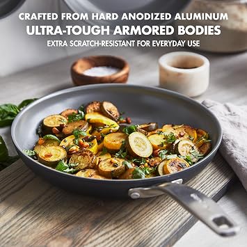 GreenPan Chatham 8 10 Gray Ceramic Nonstick Skillet Set and 1QT 2QT Black Ceramic Nonstick Saucepan Pot Set