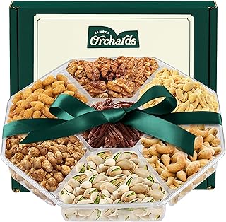 Holiday Nuts gift Basket - With a Variety of Freshly Roasted Nuts - Beautifully Packaged Gift Baskets for Men, Sympathy Basket For Dad, Christmas Healthy Gift.