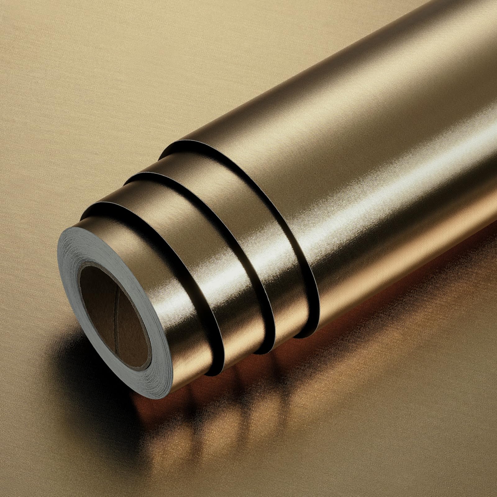 LaCheery Self Adhesive Wallpaper Gold Copper Metal Effect Sticky Back Plastic for Kitchen Cupboards 40cm x 200cm Bronze Peel and Stick Wallpaper for Furniture Waterproof For Refrigerator Worktop Table