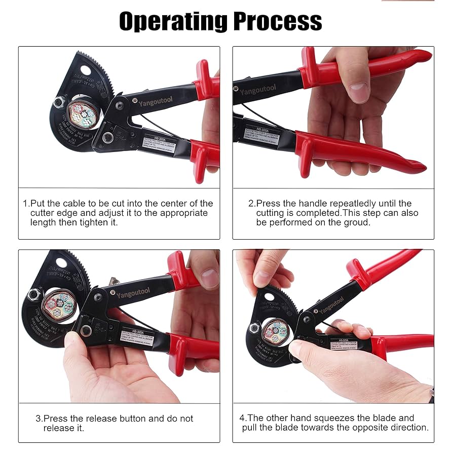 Ratchet Cable Cutter, Cut Up To 300mmu00b2 Ratcheting Wire