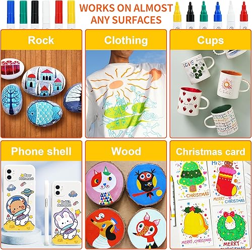 Miniatura 8 de Rotuladores de pintura a base de aceite de 8 colores, bolígrafos de pintura permanentes impermeables para pintura roca, vidrio, metal, madera,