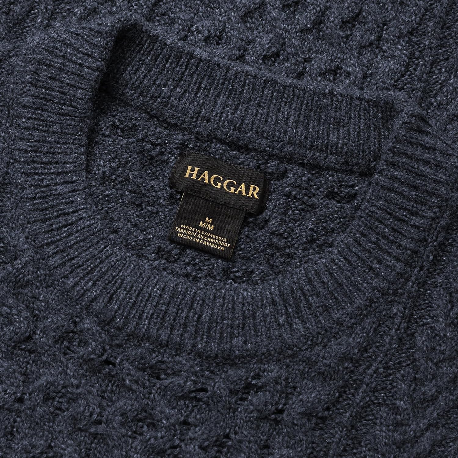 Haggar Mens Mens Long Sleeve Aran Cable Sweater - Image 4