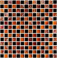 Vista 18 de URBN - Mosaico de vidrio iridiscente blanco contemporáneo con reflejos de bronce metálico para cocina y baño, azulejos de muestra