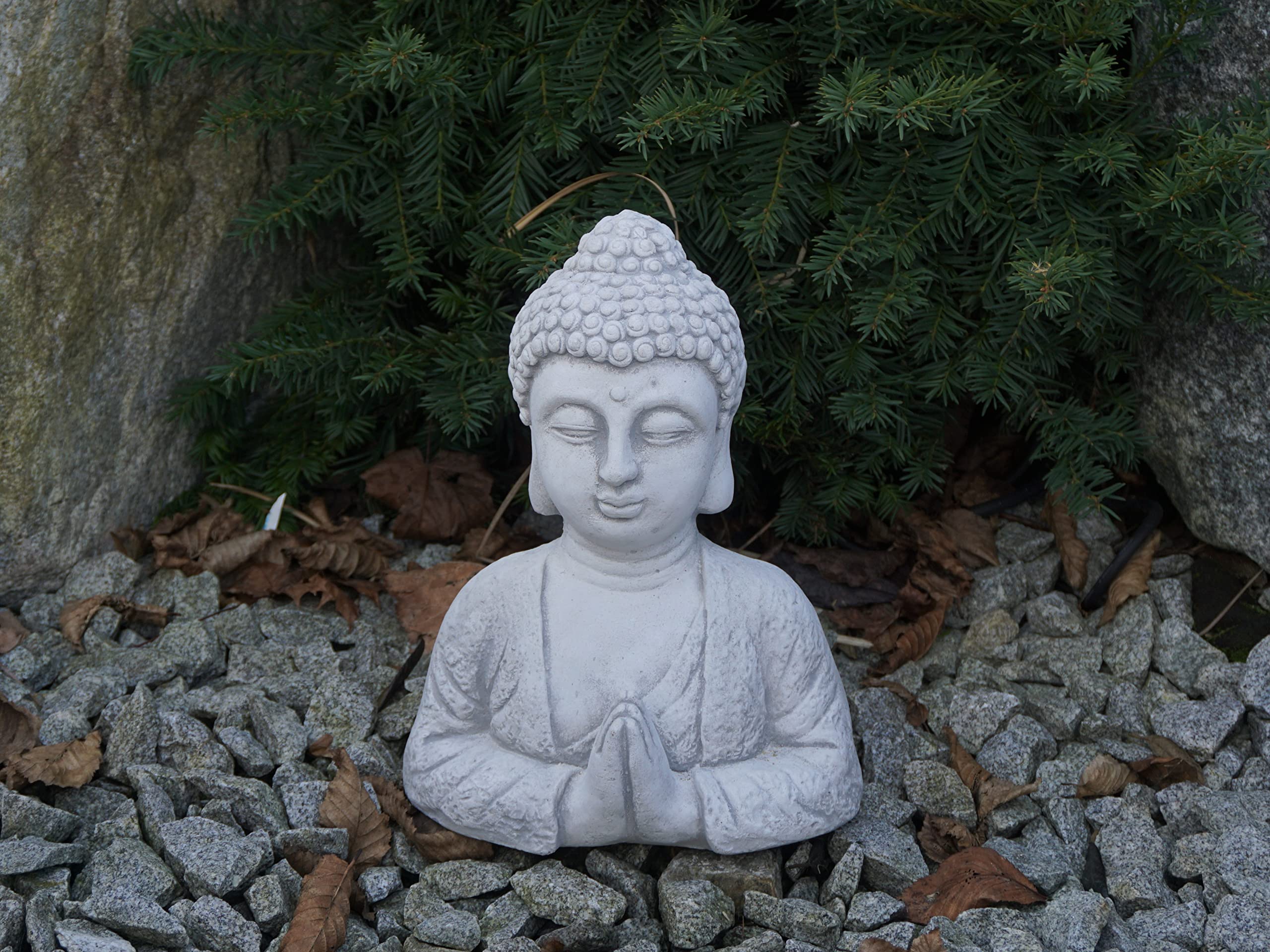 gartendekoparadies.de Statua in pietra massiccia Buddha busto statua in pietra grezza resistente al gelo