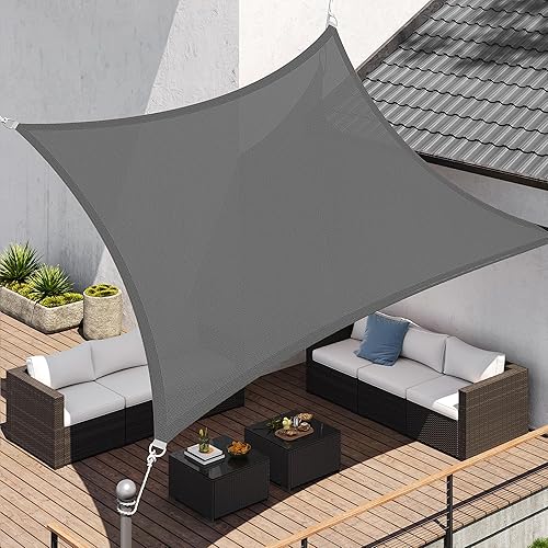 SONGMICS Sonnensegel 2 x 3 m, Sonnenschutz aus HDPE-Gewebe, luftdurchlässig,