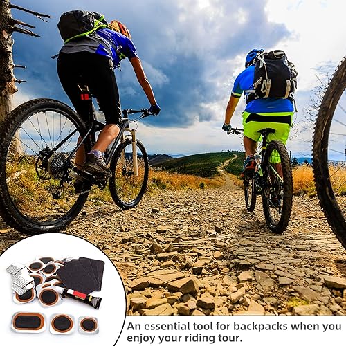 Miniatura 8 de Bike Tire Repair Kits - Bycicle Inner Tube Puncture Patch Kit with 24PCS Vulcanizing Patches,Sandpaper,Metal Rasp,Portable Storage Box for Cycling,
