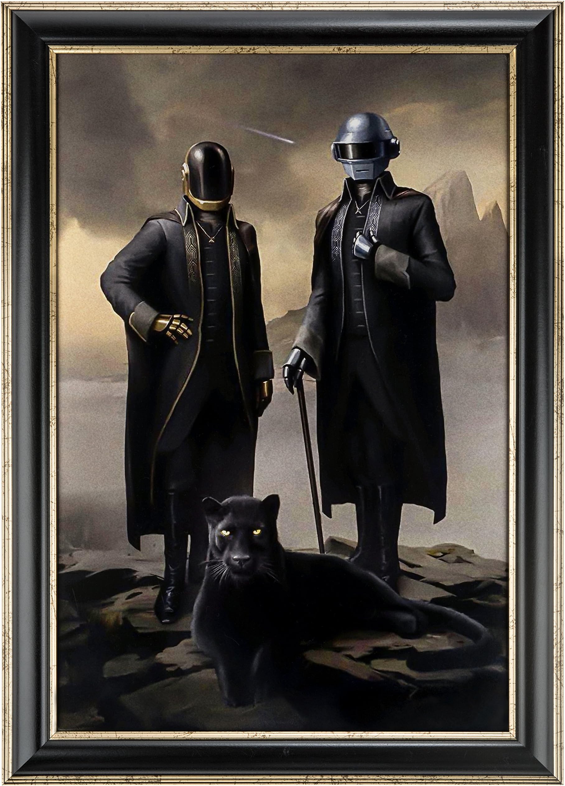 STARBOY Daft Punk & The Weeknd Metallic Print Poster Complete w/Matching Gold & Black Frame (16 x 24)