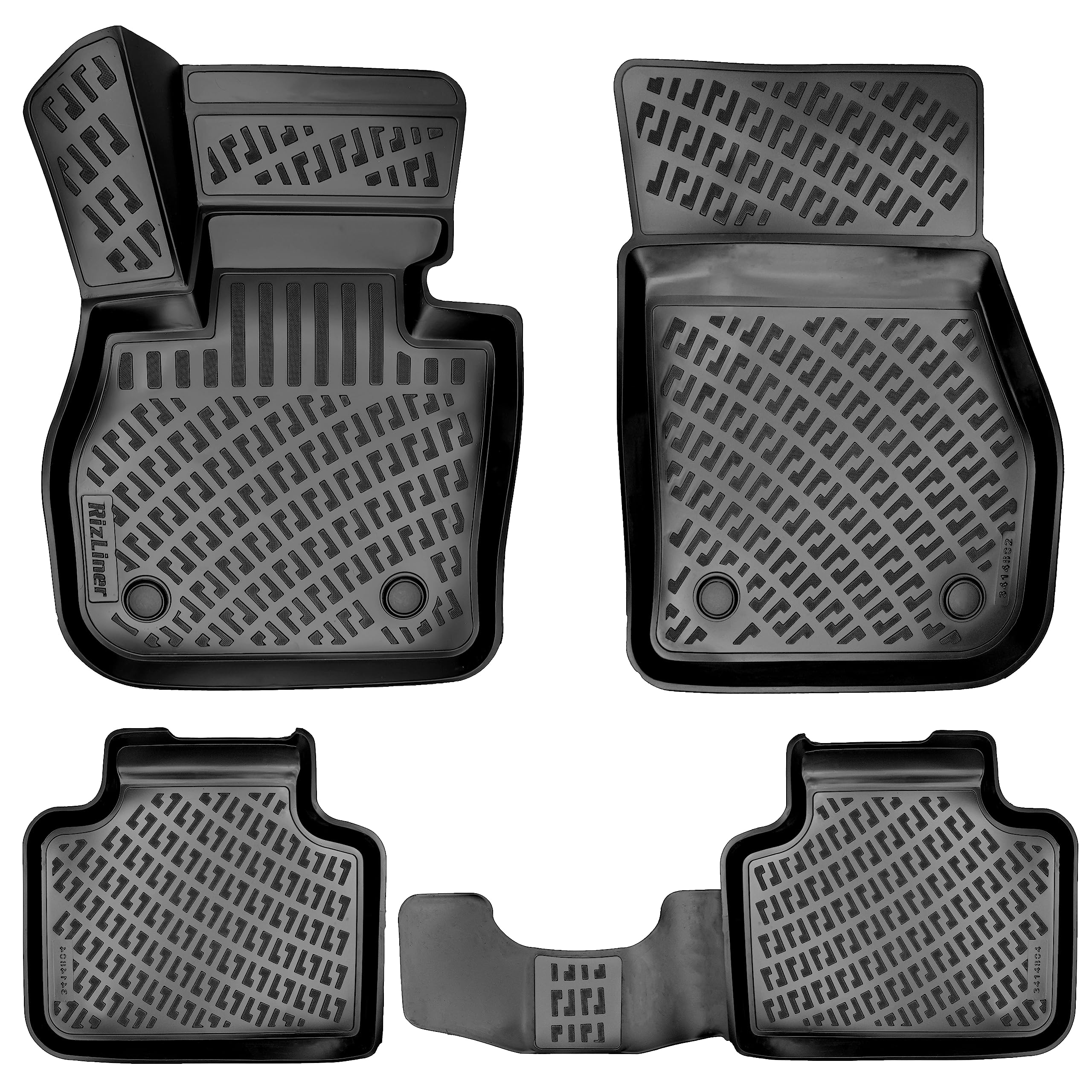 BMW X1 2016-2022 & X2 2018-2023 Floor Mats 3D Custom Fit Compatible with BMW X1 & X2 Rubber Car Mats Laser Measured 1st & 2nd Row Floor Liners All Weather TPE (Front & Rear, Black)