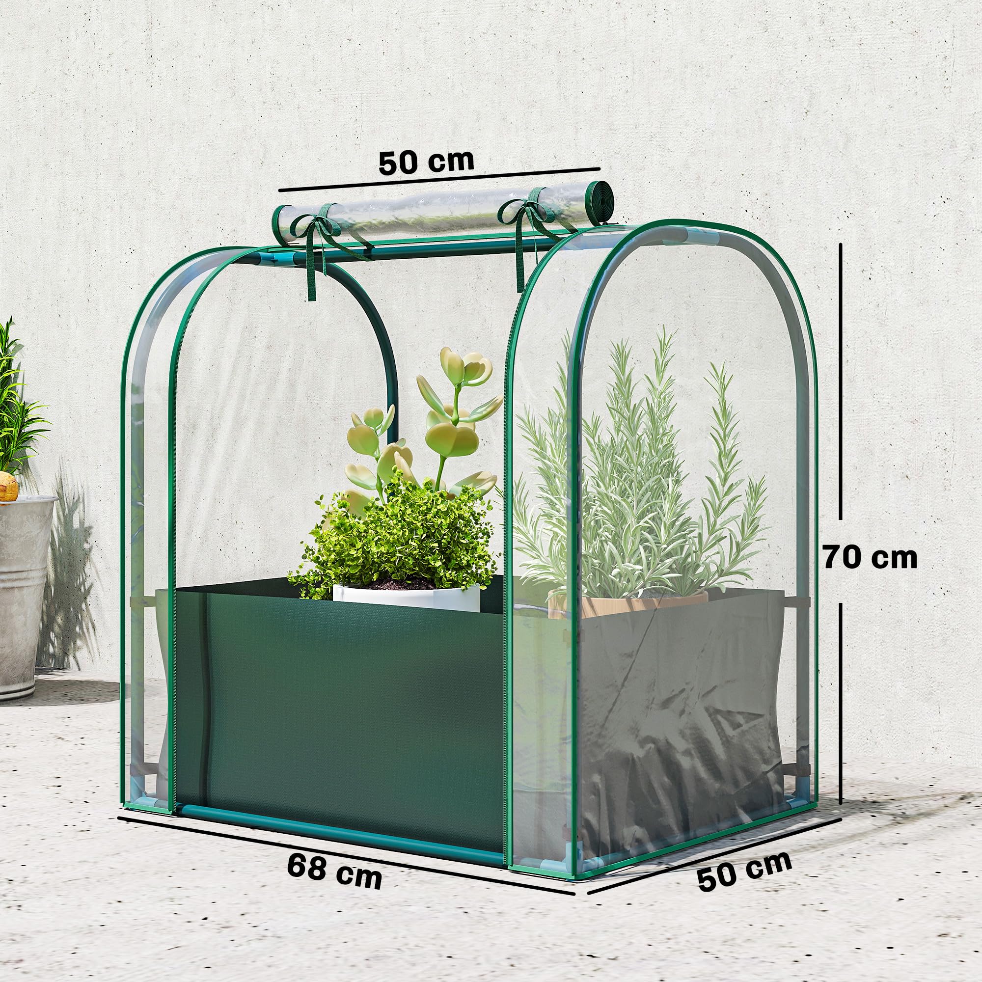 Outsunny Mini Serra da Giardino con Borsa per la Coltivazione, Serra per Orto con Porta Avvolgibile,Struttura in Acciaio, Copertura in Plastica, per Orto Verdure Fiori Piante, Verde Scuro