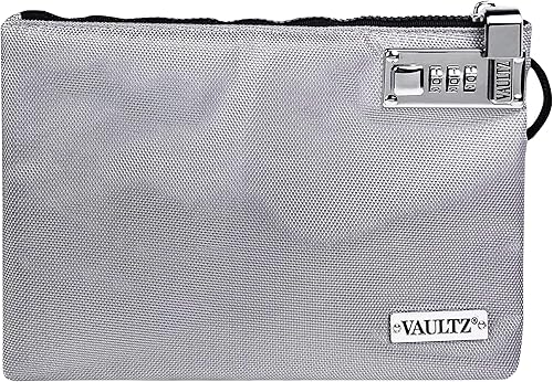Miniatura 1 de Vaultz Bolsa de dinero con candado, 7 x 10 pulgadas, bolsa de accesorios de bloqueo para hombres y mujeres, para efectivo, depósitos bancarios,