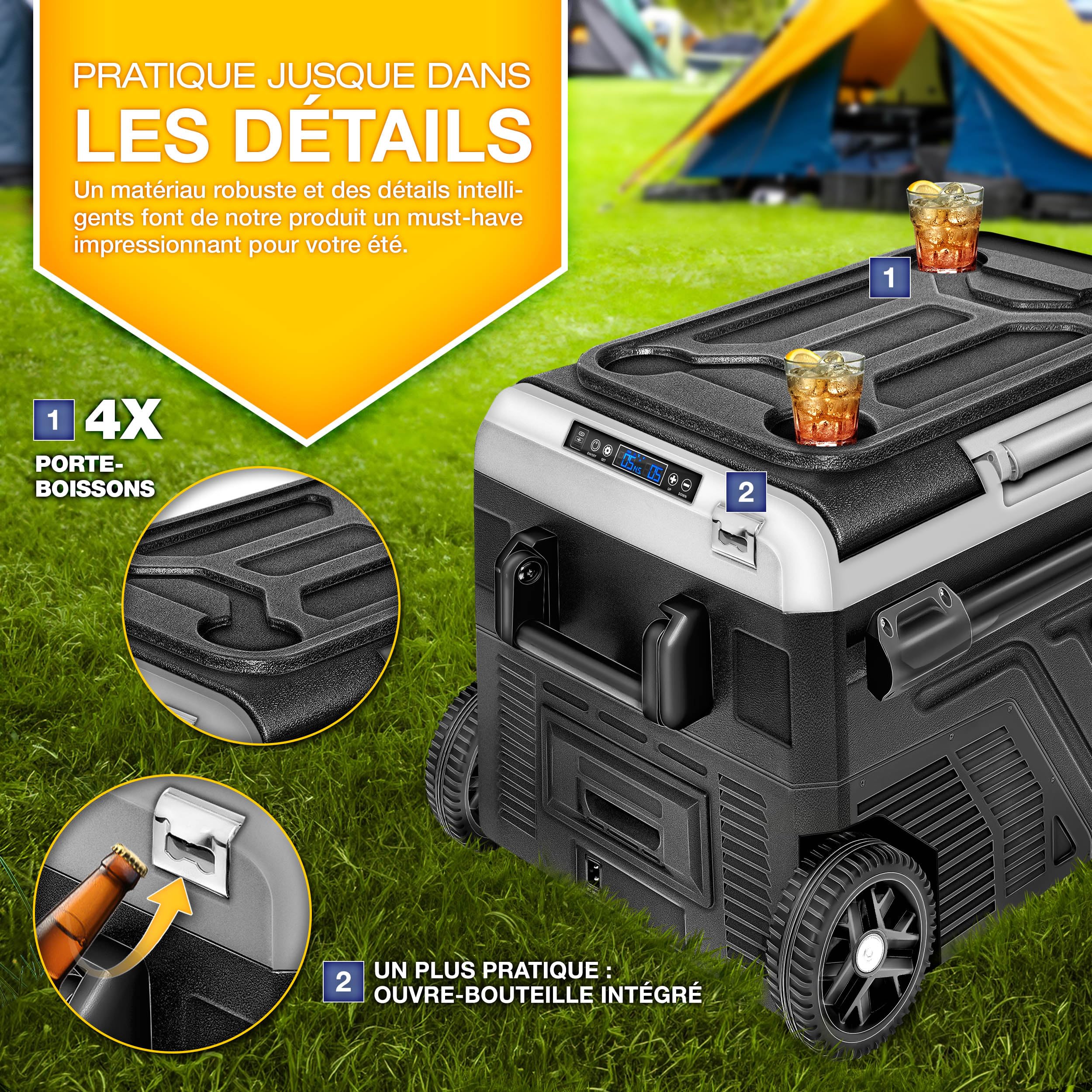 tillvex® Glacière à Compresseur | Congélateur Electrique avec Contrôle WiFi-APP, Port USB, 12/24 V 230V | Réfrigérateur jusqu'à -20 °C pour Voiture, Camion, Bateau, Camping-Car, Camping (Gris, 40 L)